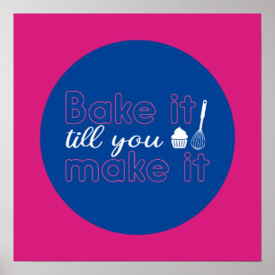 Funny Baking Quote Typografie Art Retro Farbe Poster