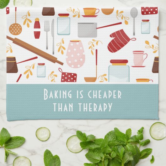 Funny Baking Sprichwort Moderne Küche Blau Geschirrtuch (Gefaltet)