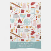 Funny Baking Sprichwort Moderne Küche Blau Geschirrtuch (Vertikal)