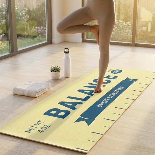 Funny "Balance" Butter Stick Personalized Yellow  Yogamatte