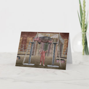 Funny Balancing Hippopotamus Karte