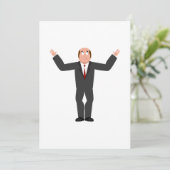 Funny Bald Businessman Shrugging Humore Einladung (Stehend Vorderseite)