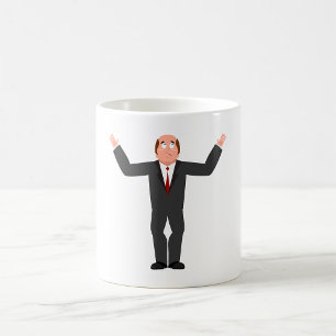 Funny Bald Businessman Shrugging Humore Kaffeetasse