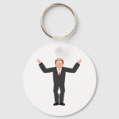 Funny Bald Businessman Shrugging Humore Schlüsselanhänger (Vorderseite)