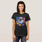 Funny Bald Eagle Hotdog American Flag 4th Of July  T-Shirt (Vorne ganz)