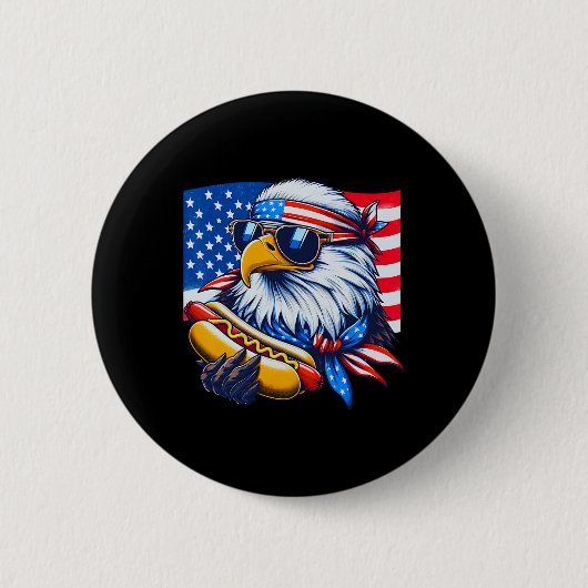 Funny Bald Eagle Hotdog Flag American Flag 4. Juli Button (Vorderseite)