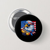 Funny Bald Eagle Hotdog Flag American Flag 4. Juli Button (Vorne & Hinten)