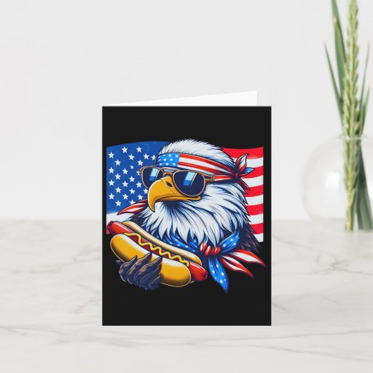 Funny Bald Eagle Hotdog Flag American Flag 4. Juli Karte (Vorderseite)