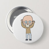 Funny Bald Quirky Old Man with Beard Button (Vorne & Hinten)