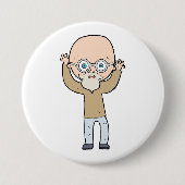 Funny Bald Quirky Old Man with Beard Button (Vorderseite)