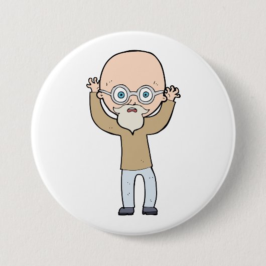 Funny Bald Quirky Old Man with Beard Button (Vorderseite)