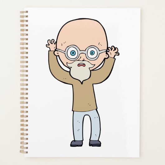 Funny Bald Quirky Old Man with Beard Planer (Vorderseite)