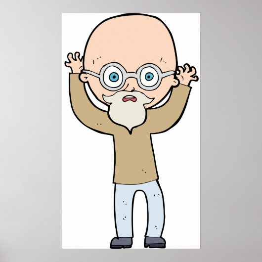 Funny Bald Quirky Old Man with Beard Poster (Vorne)