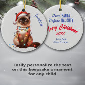 Funny balinese Cat Wrapped in Lights Christmas Keramik Ornament