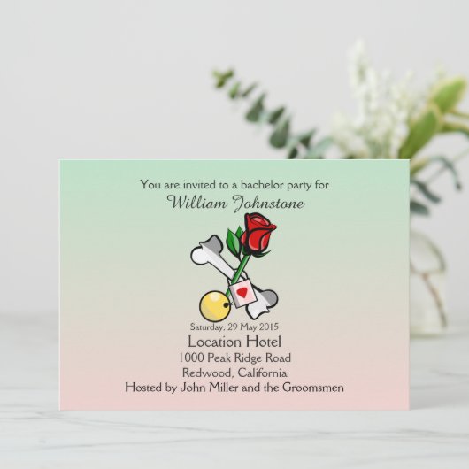 Funny Ball and Chain Bachelor Party Einladung (Stehend Vorderseite)