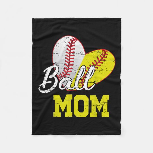 Funny Ball Mom Softball Baseball For Women Mothers Fleecedecke (Vorderseite)