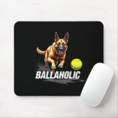 Funny Ballaholic Belgian Shepherd Dog Chasing Mali Mousepad (Mit Mouse)