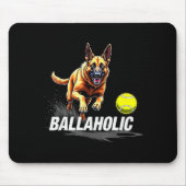 Funny Ballaholic Belgian Shepherd Dog Chasing Mali Mousepad (Vorne)