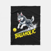 Funny Ballaholic Siberian Husky Dog Chasing Ball  Fleecedecke (Vorderseite)