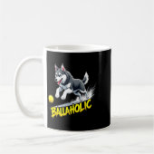 Funny Ballaholic Siberian Husky Dog Chasing Ball  Kaffeetasse (Links)