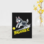 Funny Ballaholic Siberian Husky Dog Chasing Ball Karte (Gelbe Blume)