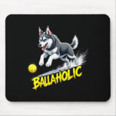Funny Ballaholic Siberian Husky Dog Chasing Ball Mousepad (Vorne)