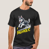 Funny Ballaholic Siberian Husky Dog Chasing Ball  T-Shirt (Vorderseite)
