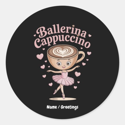 Funny Ballerina Cappuccina Italienisch Brainrot Me Runder Aufkleber (Vorderseite)