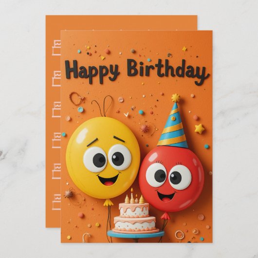 Funny Balloon Birthday Card (Vorne/Hinten)