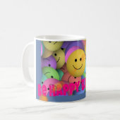 Funny Balloon lächelt Faces Happy Birthday wünscht Kaffeetasse (Vorderseite Links)