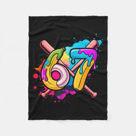 Funny Banana Baseball 67 Ice Cream Drip Meme Fleecedecke (Vorderseite)