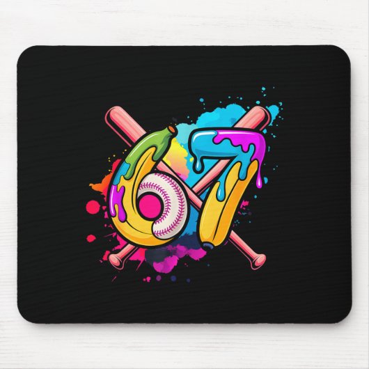 Funny Banana Baseball 67 Ice Cream Drip Meme Mousepad (Vorne)