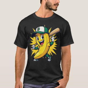 Funny Banana Baseball Mascot Logo mit Cap T-Shirt