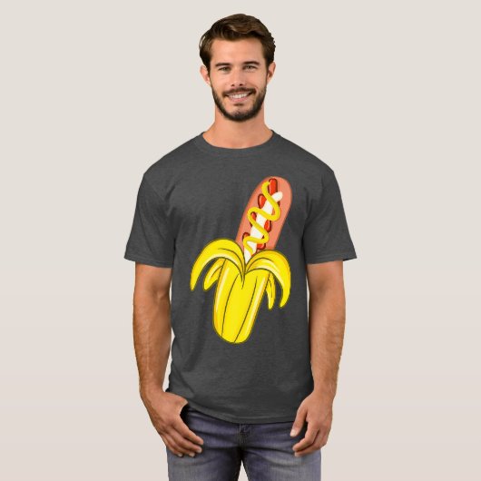 Funny Banana Hot Dog Würstchen Geschenk T-Shirt (Vorne ganz)