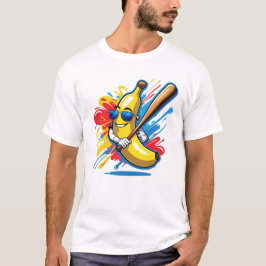 Funny Banana Swinging Baseball Funny Drip Mascot T-Shirt