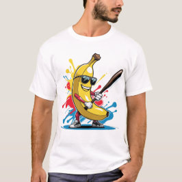 Funny Banana Swinging Baseball Funny Drip Mascot  T-Shirt