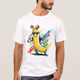 Funny Banana Swinging Baseball Funny Drip Mascot T-Shirt