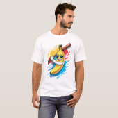 Funny Banana Swinging Baseball Funny Drip Mascot T-Shirt (Vorne ganz)