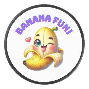 Funny Banana Winking Design for Fun and Playful Gi Eishockey Puck