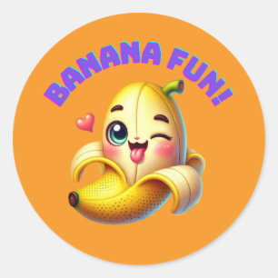 Funny Banana Winking Design for Fun and Playful Gi Runder Aufkleber