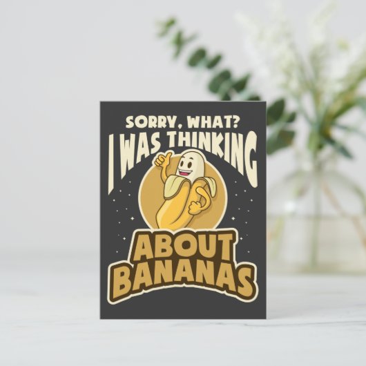 Funny Banana Zitat Obst Vegan Vegetarischer Spaß Postkarte (Stehend Vorderseite)