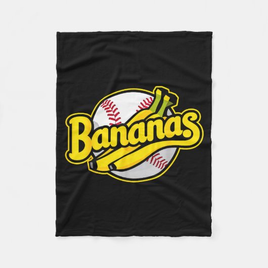 Funny Bananas Baseball Vintage Graphic Fleecedecke (Vorderseite)