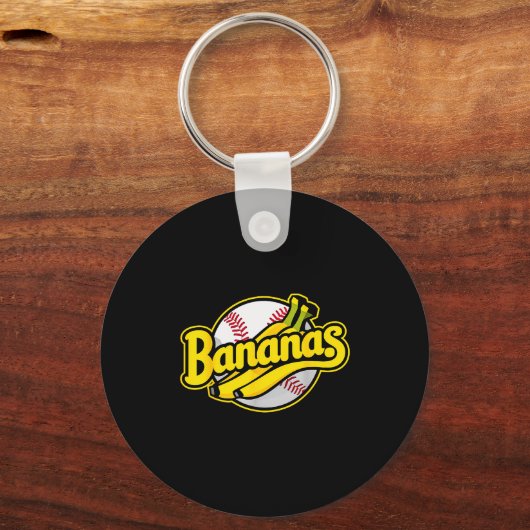 Funny Bananas Baseball Vintage Graphic Schlüsselanhänger (Vorderseite)