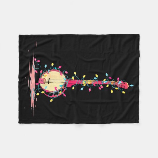 Funny Banjo Christmas Graphics Lights Lover Player Fleecedecke (Vorderseite (Horizontal))