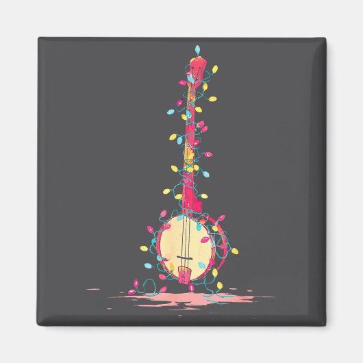 Funny Banjo Christmas Graphics Lights Lover Player Magnet (Vorne)