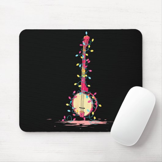 Funny Banjo Christmas Graphics Lights Lover Player Mousepad (Mit Mouse)