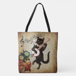 Funny Banjo Musician Cat Tote Bag Tasche