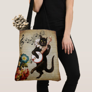 Funny Banjo Musician Cat Tote Bag Tasche