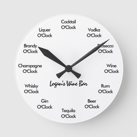 Funny Bar Clock Black und White Runde Wanduhr (Vorderseite)
