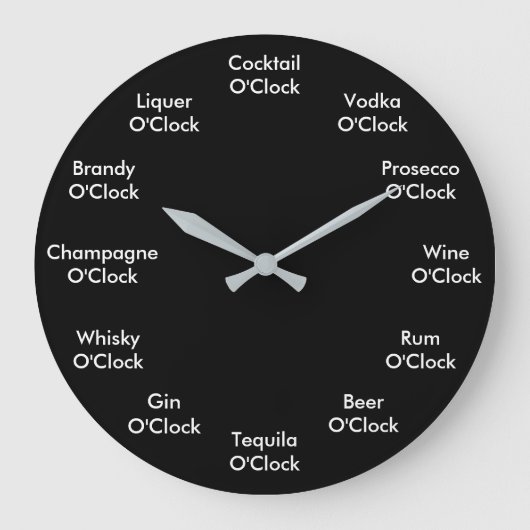 Funny Bar Clock Personalisiert Black Wall Clock Große Wanduhr (Vorderseite)